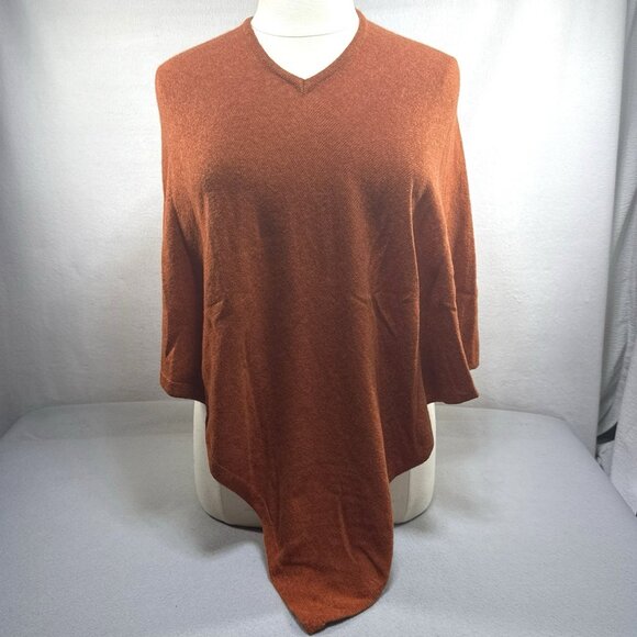 ETRO Milano 100% Cashmere Sweater Poncho Top Orange Pumpkin Patch Fall Autumn S - Picture 1 of 14